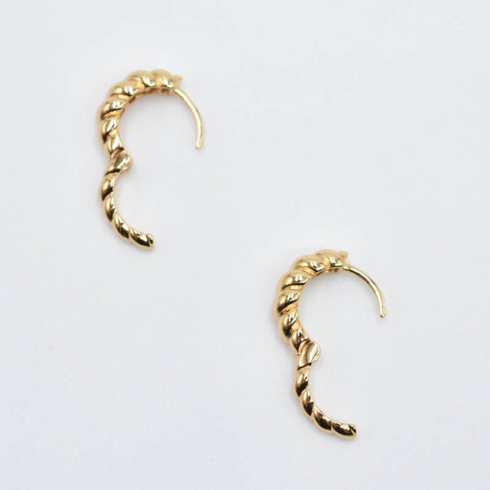 14k Gold Filled Croissant Huggie Earrings - Picture 5 of 5